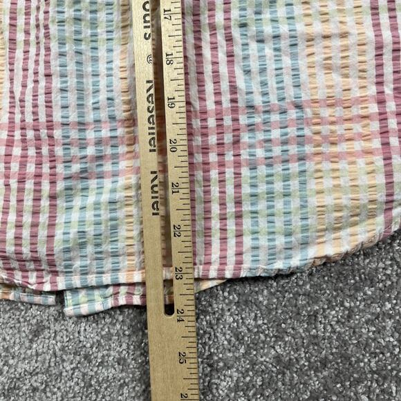 LL Bean Seersucker Shirt Womens Small Petite Pastel Button Cotton Vacationland - Picture 8 of 11